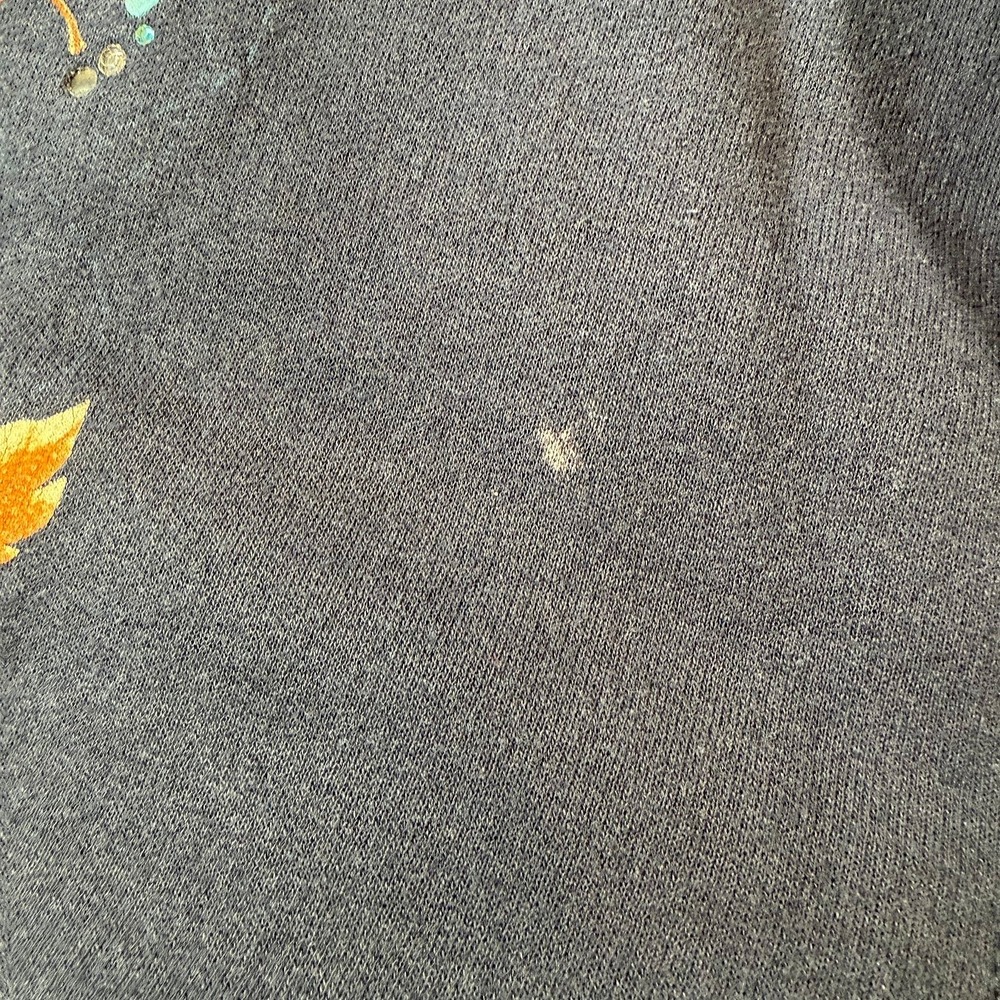 Vntg Morning Sun Petite Large Navy Falling Leaves Mouse Collared Grandma Sweater - Picture 5 of 11